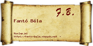 Fantó Béla névjegykártya